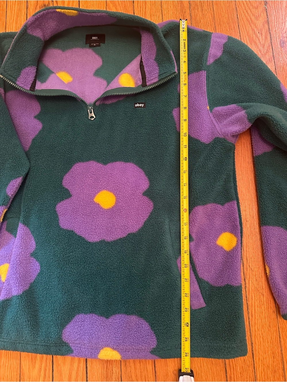 Obey‎ Men’s Streetwear Boho Floral Half-Zip Fleece size Medium - Picture 9 of 13